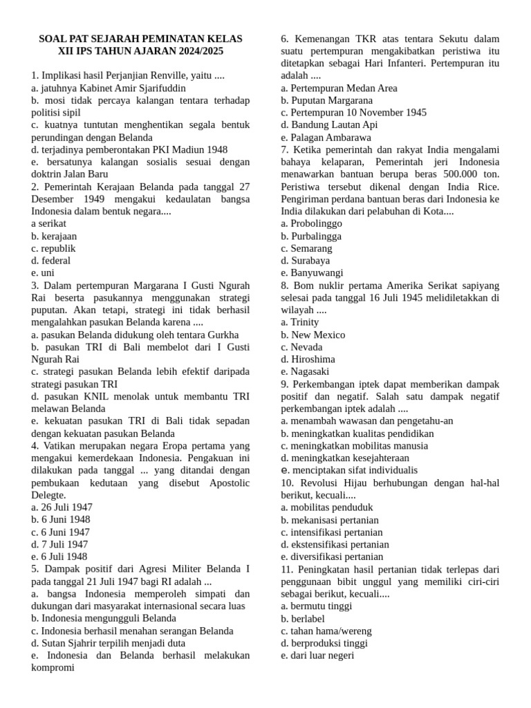 Akhirnya Terungkap! Soal Sejarah Peminatan Kelas 12 Semester 2 Jadi Bocoran SIMAK UI S2 2026