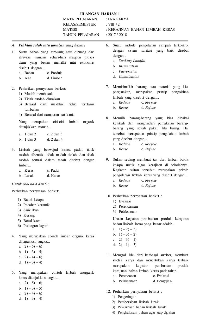 Ternyata 5 Contoh Soal Prakarya Kelas 8 Semester 2 Beserta Jawabannya Ini Wajib Kamu Tahu