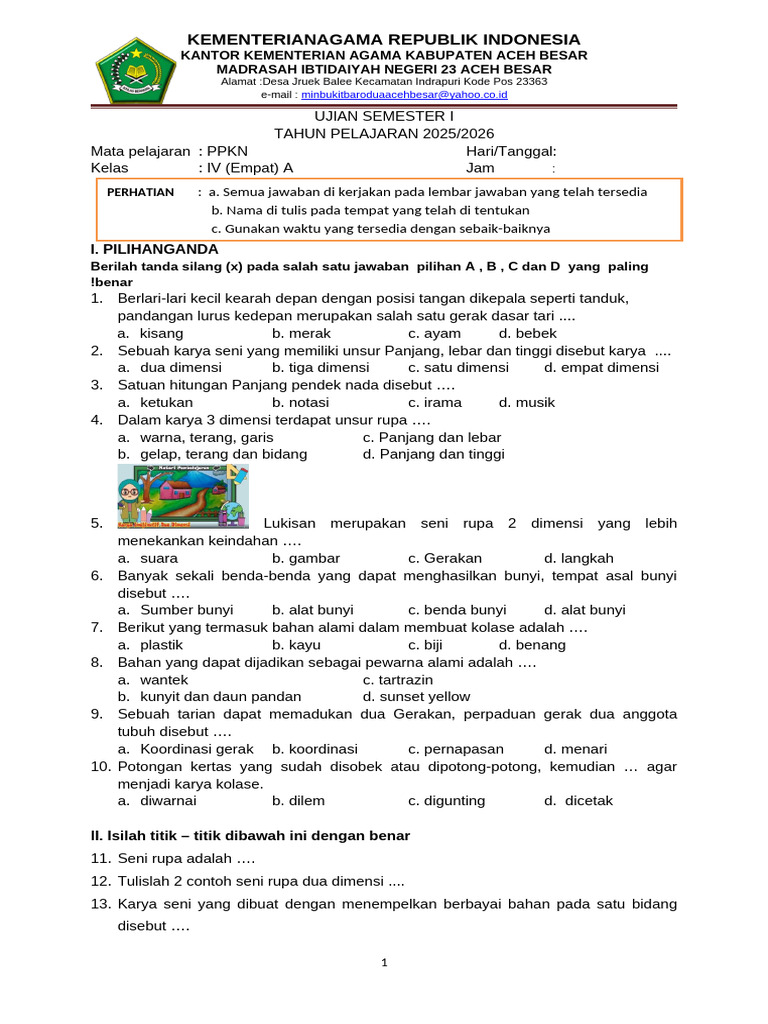 Ternyata Begini! Soal UAS SBdP Kelas 2 Semester 2 Buatan Hanapi Bani di 2026