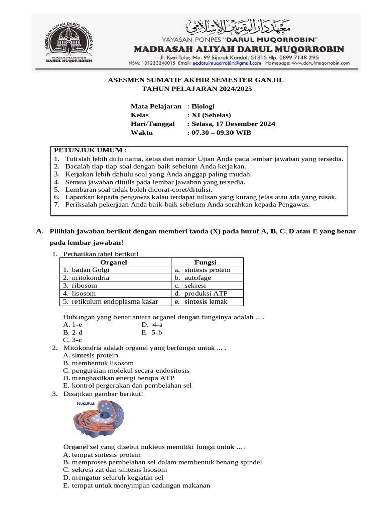 Ujian Biologi Kelas XI Semester Ganjil PDF Ujian Biologi Kelas XI Semester Ganjil PDF