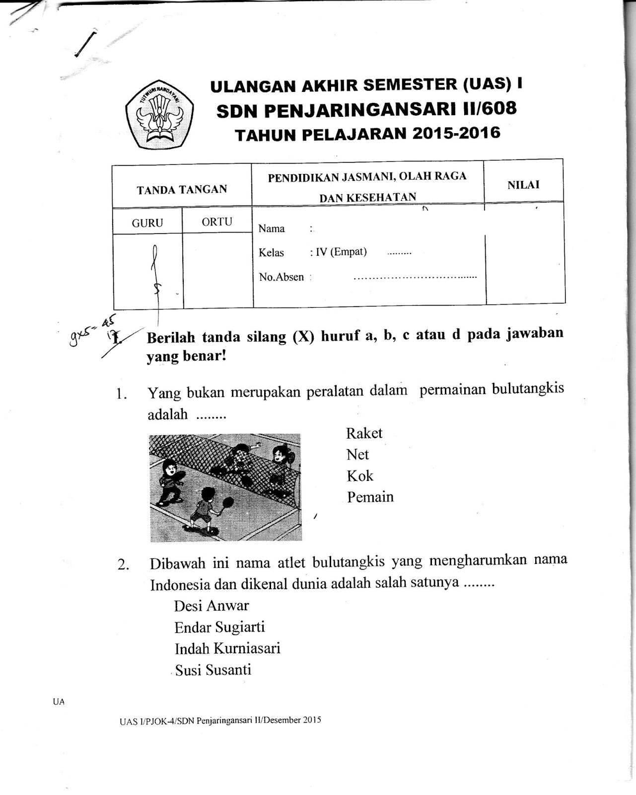 7 Contoh Soal Penjaskes Kelas 1 SD Kurikulum 2013 Siap Cetak untuk Latihan Anak