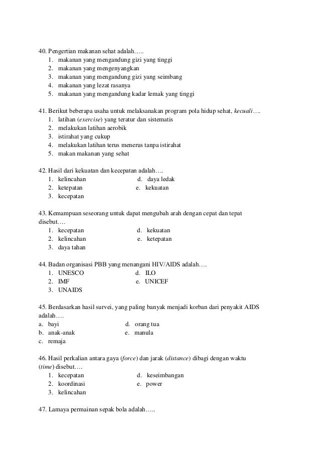 contoh soal penjaskes kelas 12 semester 1