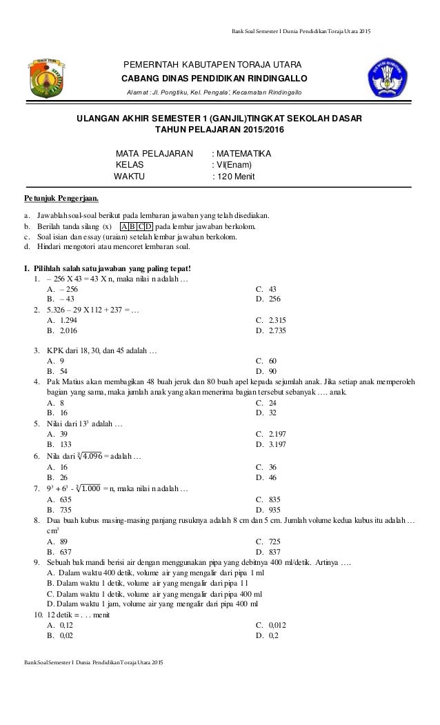 20 Contoh Soal UAS Matematika Kelas 6 Semester 2 Volume Prisma Segitiga dan Kunci Jawaban