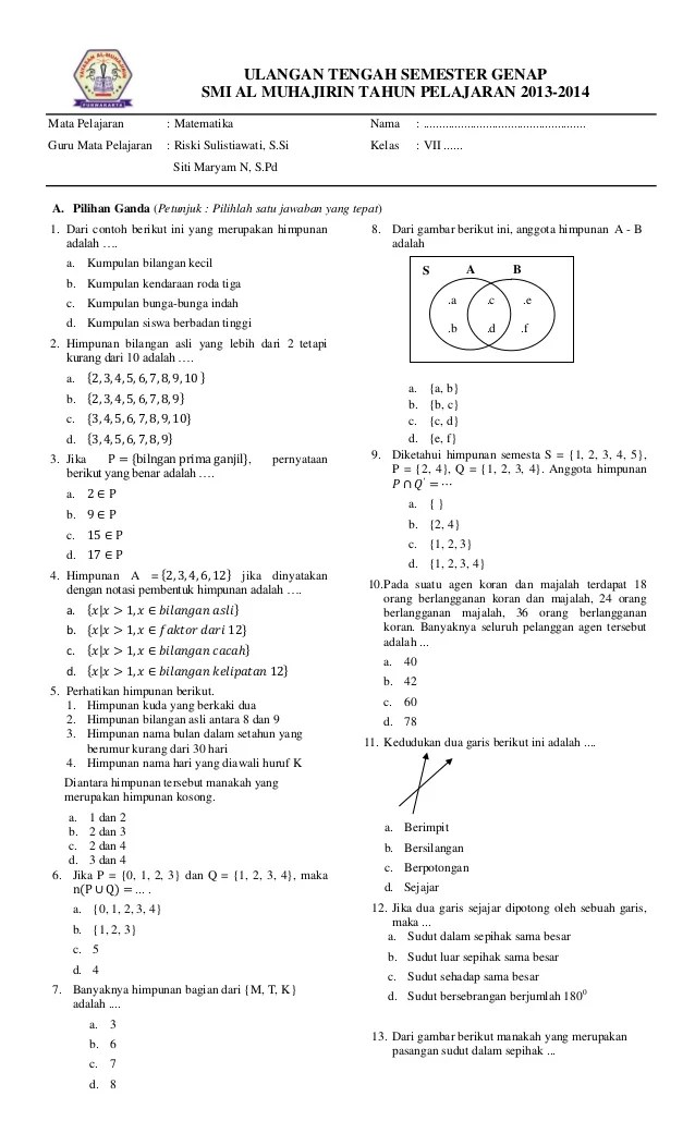 5 Cara Kuasai contoh soal uas matematika kelas 7 semester 2 kurikulum 2013 Sebelum Ujian