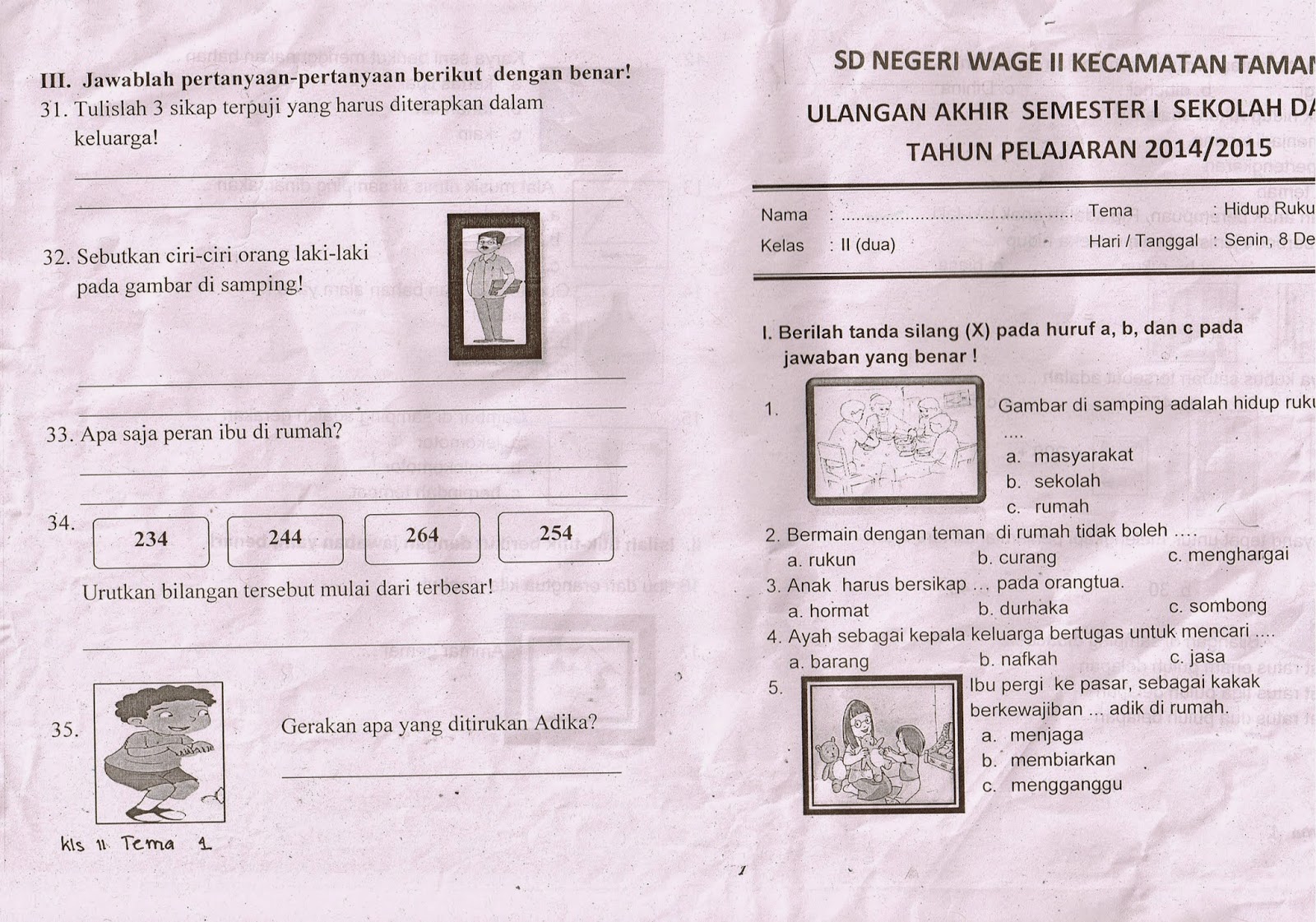 7 Contoh Soal UAS Kurikulum 2013 Semester 1 Kelas 2 SD Matematika Beserta Kunci Jawaban yang Wajib Dikuasai