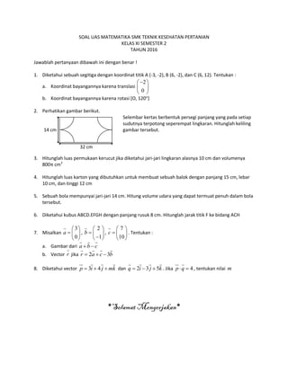 7 Contoh Soal UAS Matematika SMK Kelas XI Semester 2 yang Wajib Diketahui Sebelum Ujian!