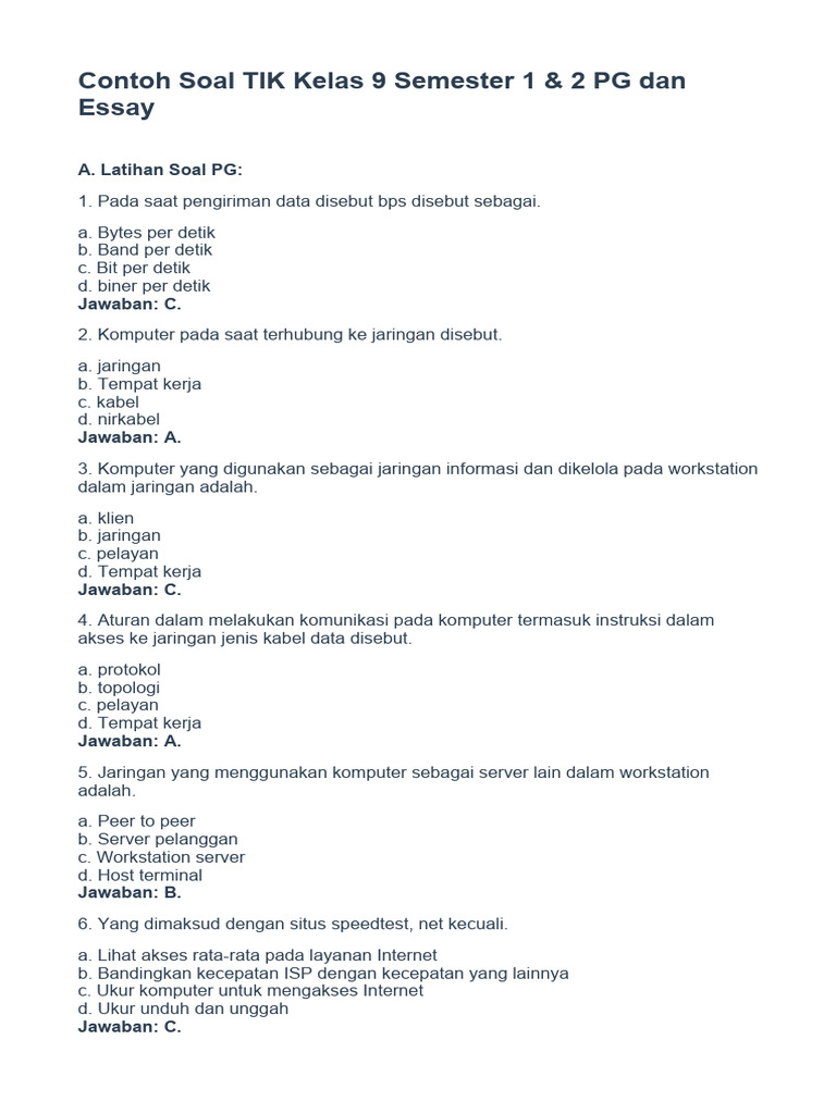 7 Rahasia Menguasai Contoh Soal UAS TIK Kelas 9 Semester 1 WQC yang Jarang Diketahui