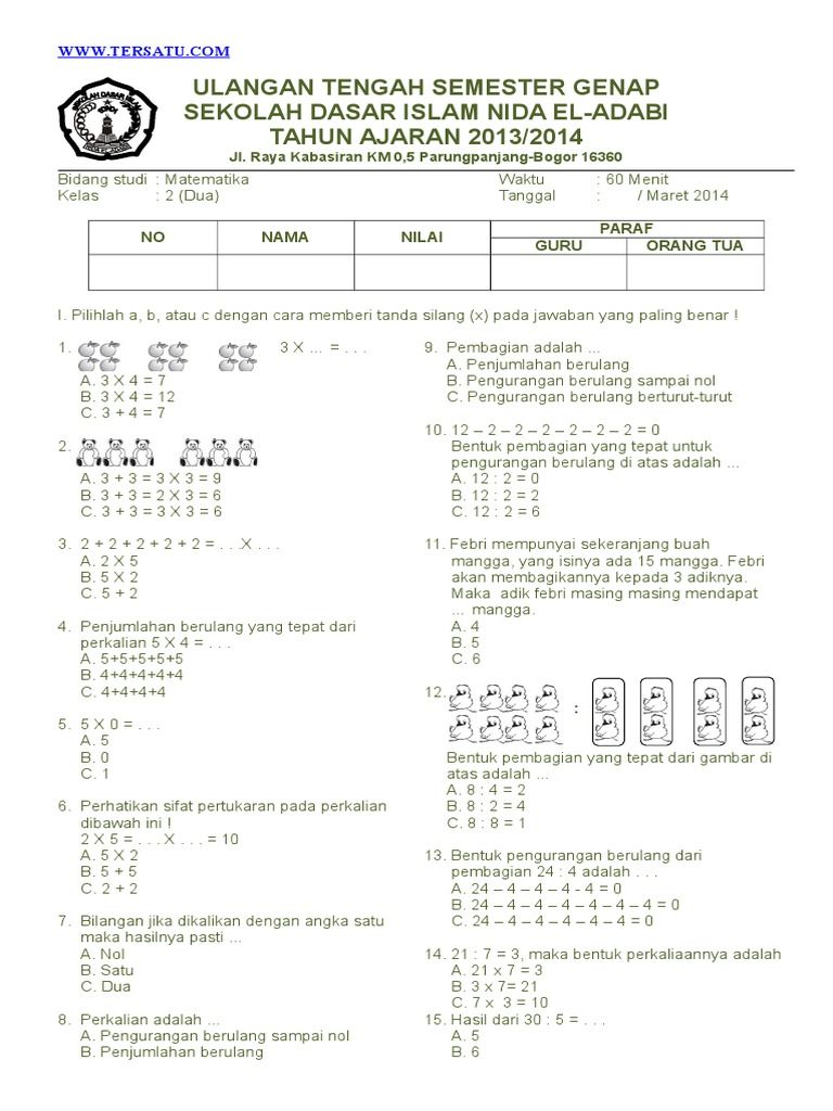 7 Rahasia Segitiga Sama Kaki Dipahami contoh soal uas matematika sd kelas 2 semester 2
