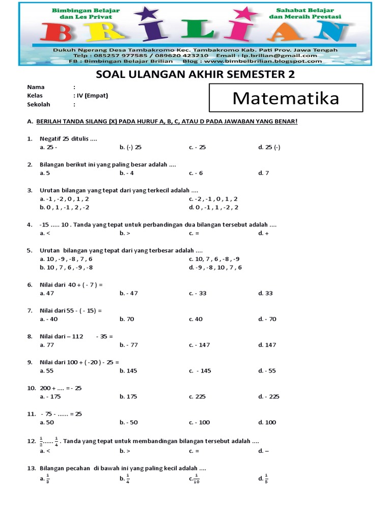 Terbukti 5 Cara Cepat Kuasai contoh soal uas matematika kelas 4 semester 2 kurikulum 2013