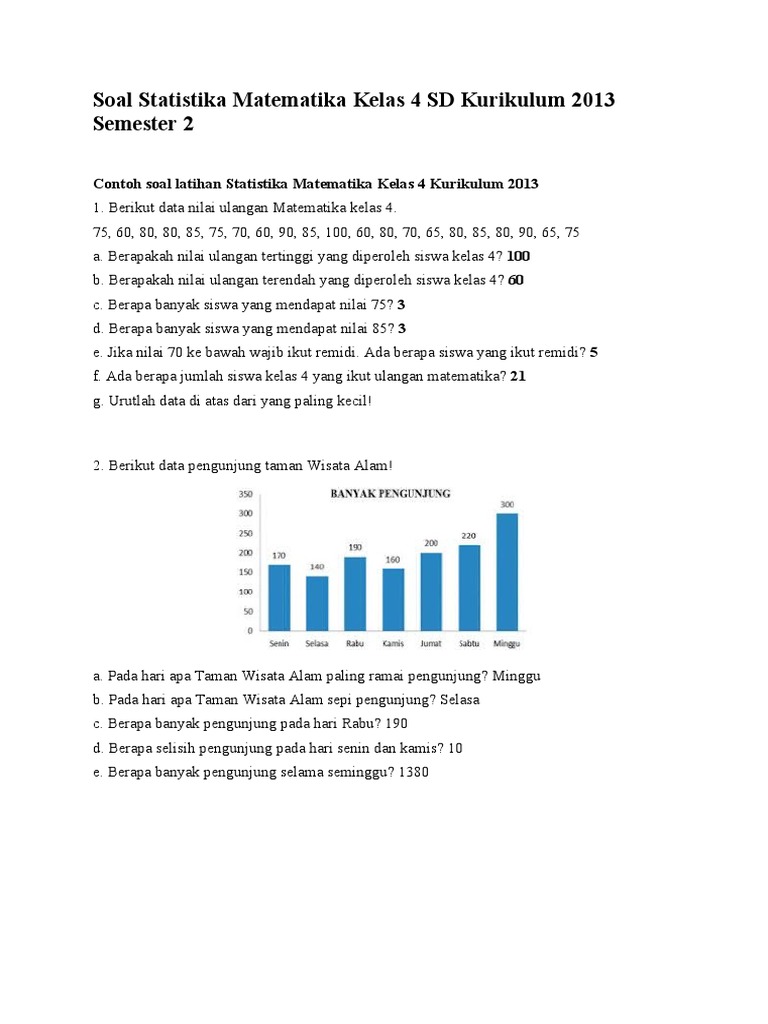 Soal Statistika Kelas 4 SD Semester 2 PDF