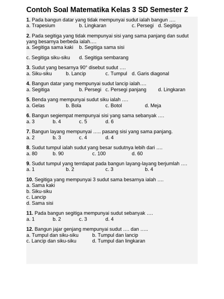 Ternyata Ini 5 Bagian Tersulit di Soal PTS Matematika Kelas 3 SD Semester 2 yang Sering Bikin Nilai Anjlok