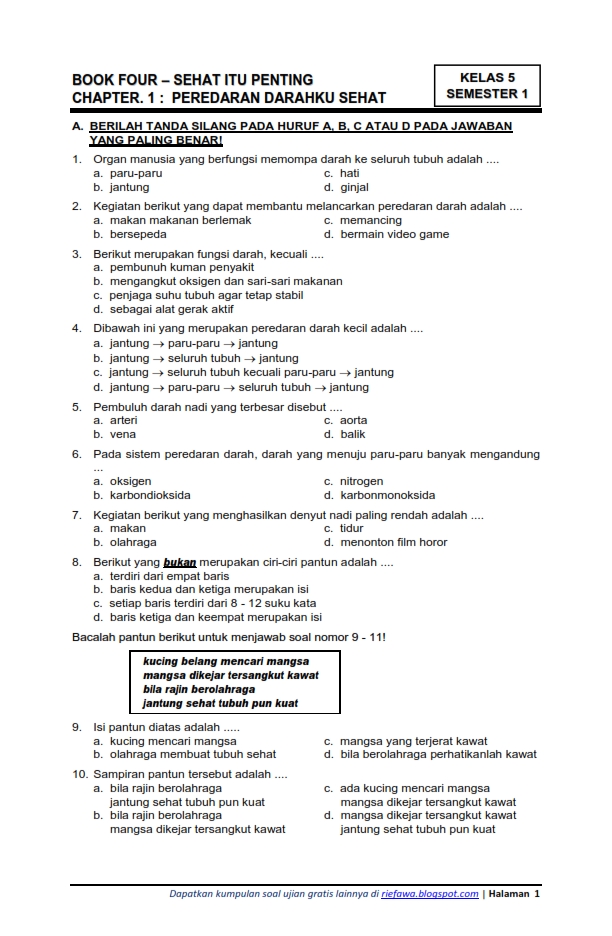 Ternyata Ini 7 Contoh Soal UAS Tematik Tema 4 Kelas 5 Semester 1 yang Sering Muncul, Wajib Dipelajari Sebelum Ujian!