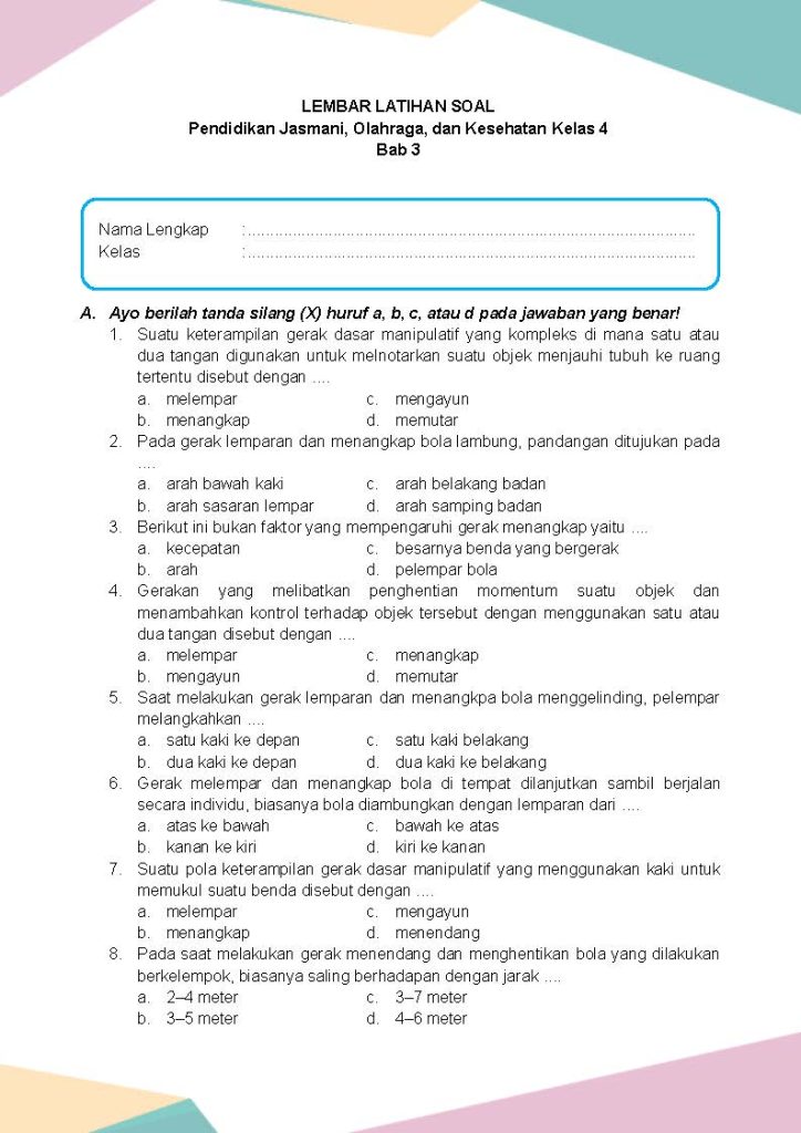 Ternyata Ini Dia Contoh Soal Penjas Kelas 4 Semester 1 Doc yang Sering Keluar di Ujian Sekolah