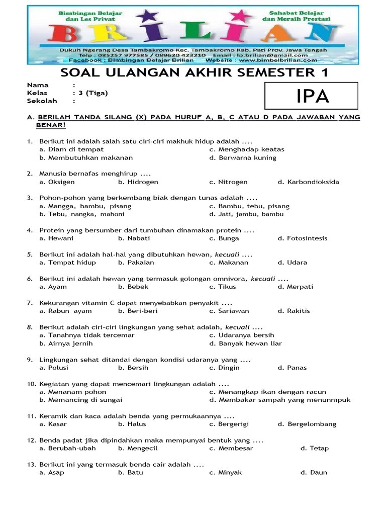 Rahasia Skor Sempurna dengan Latihan Soal IPA SD Kelas 3 Semester 2 Terbaru Ini Rahasia Skor Sempurna dengan Latihan Soal IPA SD Kelas 3 Semester 2 Terbaru Ini