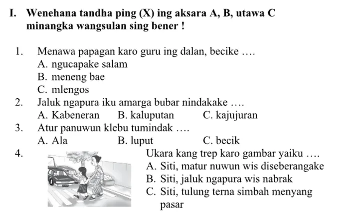 Wajib Tahu Kumpulan Soal Bahasa Jawa Kelas 1 Semester 2 dan Kunci Jawaban Terbaru